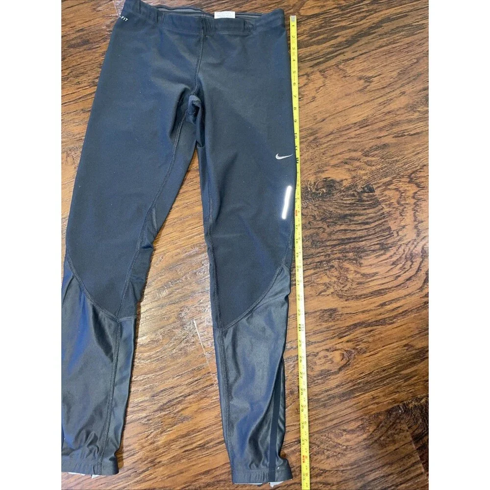 Nike Dri-FIT Grey Women’s Running Leggings Size  Medium Reflective & Zip Ankles